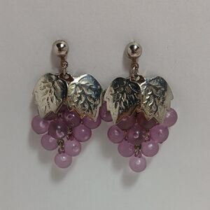 Silver and Purple Grape Cluster Earrings